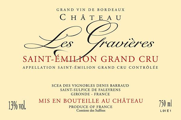 Etiquette saint-émilion grand cru Château Les Gravières