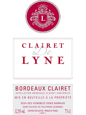 Etiquette du bordeaux clairet De Lyne